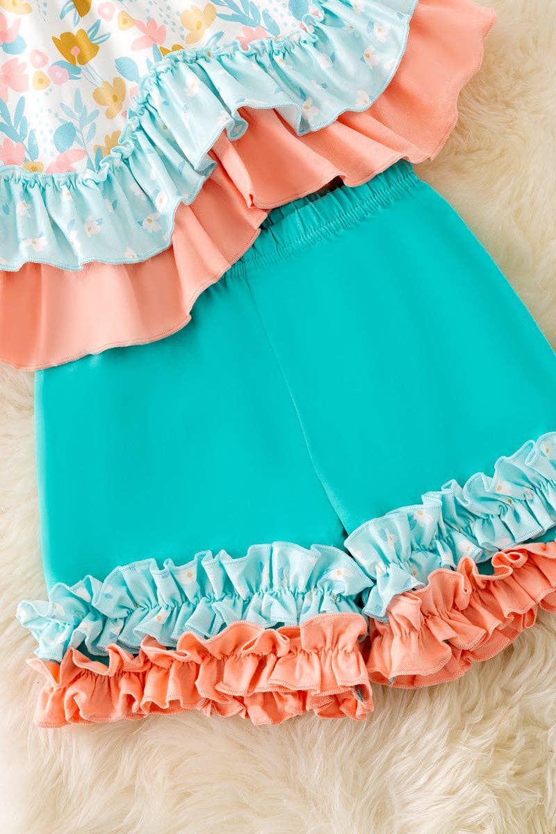 Peach & mint floral set