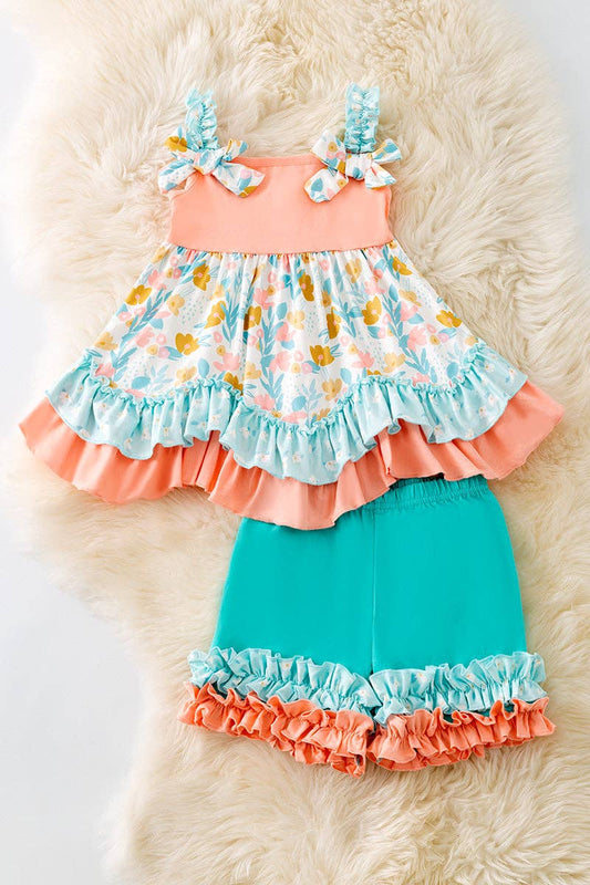 Peach & mint floral set
