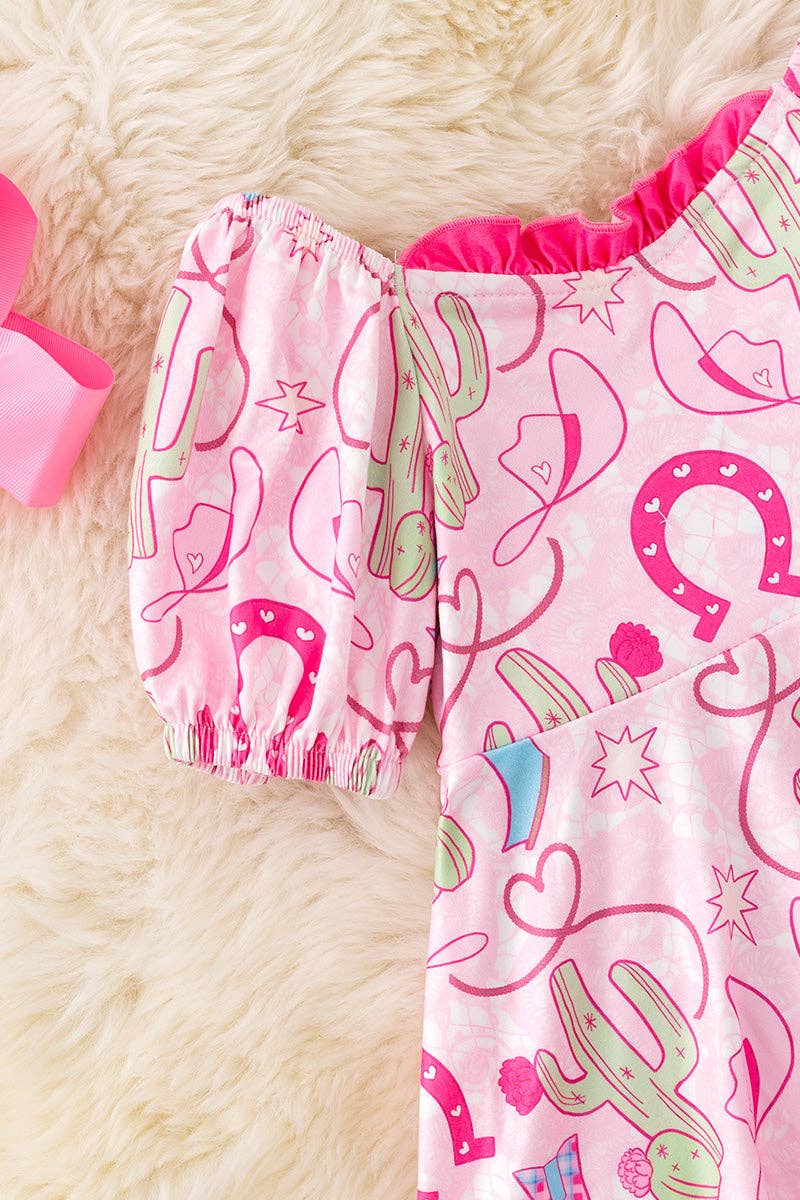 Pink sequin horseshoe dress