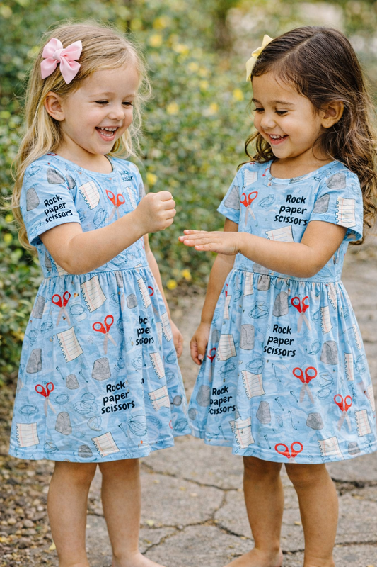 Rock paper scissors bamboo twirl dress