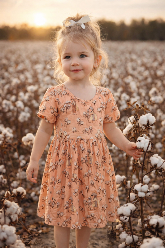 Vintage cotton picker bamboo twirl dress